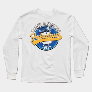 travel explore fabulous Corfu logo Long Sleeve T-Shirt